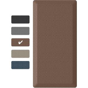 Ophanie Kitchen Mats for Floor, 9/10 Inch Thick Kitchen Rugs, Anti Fatigue Standing Cushioned Mat, Waterproof,Comfort Ergonomic Mat for Office, Home, Sink, 20'' x 48'' Brown Non-Slip Bottom (48"L x 20"W x 0.9"Th)