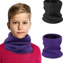 Kids Neck Warmer Winter Neck Gaiters,Fleece Balaclava Cold Weather Windproof Face Mask for Boys Girls (Black+purple)