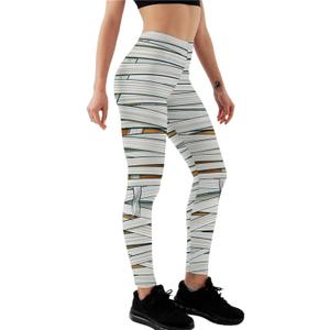 Women's High Waist Scary Print Halloween Legging Soft Stretchy Pumpkin Pattern Halloween Long Pants Trendy Leggings. size L