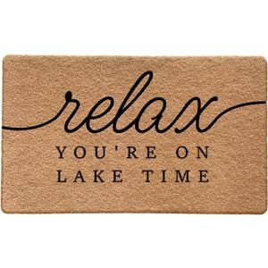 Lake House Decor Door Mat, Relax You're on Lake Time Doormat for Front Door Indoor Outdoor Entrance Porch, Nautical Welcome Mats Doormat Outside, 17x30 Inches