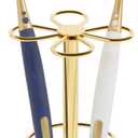 HarJue Toothbrush Holder Stand for Bathroom, Metal Toothbrush Organizer with Marble Base, Toothbrush Storage Collection for Family, Suitable for Home Hotel Countertop Vanity (Small, Gold)