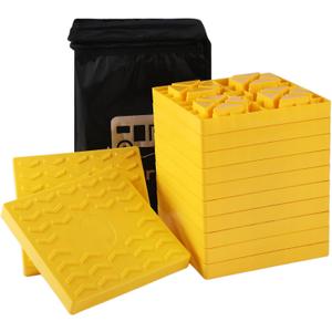 12 Packs Camper/RV Leveling Blocks Suitable for 4 Wheels Interlocking and Anti-Slip Design with Carrying Bag Heavy-Duty for Camper Travel Trailer Yellow