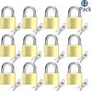 Solid Brass Same Keyed Padlock keyed Alike Locks of 12 Pack, Solid Lock with (25mm) Wide Lock Body, Keyed Padlocks for Toolbox, Luggage,School lockers, Backpacks