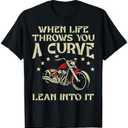 Biker When Life Throws You A Curve Motorcycle Men Women Kids T-Shirt Medium, Black 