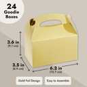 Juvale 24 Pack Metallic Gold Gable Boxes - Sturdy 300 GSM Cardstock Metallic Treat Bags - Customizable Gold Party Favors with Handles - Mini Gift Boxes for Favors, 6.2 x 3.5 x 3.6 in