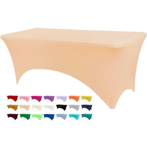 Table Covers for 6 Foot Tables, Champagne Washable and Wrinkle Resistant Stretch Tablecloths Rectangle 6ft for Events, Wedding, Banquets, Parties (72" x 30" (Rectangular))