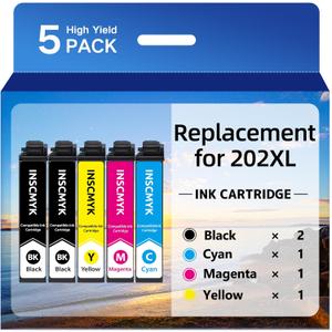 for 202XL Ink Cartridges Remanufactured Replacement for Epson Printer for Epson 202XL Ink Cartridges Multipack for 202 T202 XL High Yield for XP-5100 WF-2860 Printers