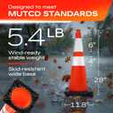 (8-Pack) SILARYO 28 Inch Traffic Cones | 330-Ft Caution Tape & 3 Attach-on Signs | Heavy-Duty Orange Traffic Cones | Tall & Large Traffic Safety Cones for Construction - PVC, Anti-Skid, -20F to 130F