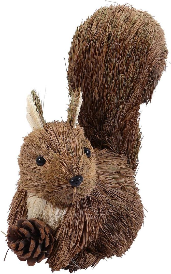 1pc Christmas Straw Squirrel Ornament Miniature Squirrel Figurine for Holiday Decor for Home Tabletop and Outdoor Decorations
