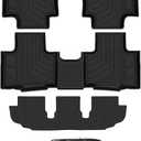 T TGBROS Floor Mats for 2020-2023 2024 2025 Toyota Highlander Accessories (W/2nd Row Bench or Bucket Seats w/Center Console) All Weather Floor Liners 3 Row Set TPE Non-Slip Black