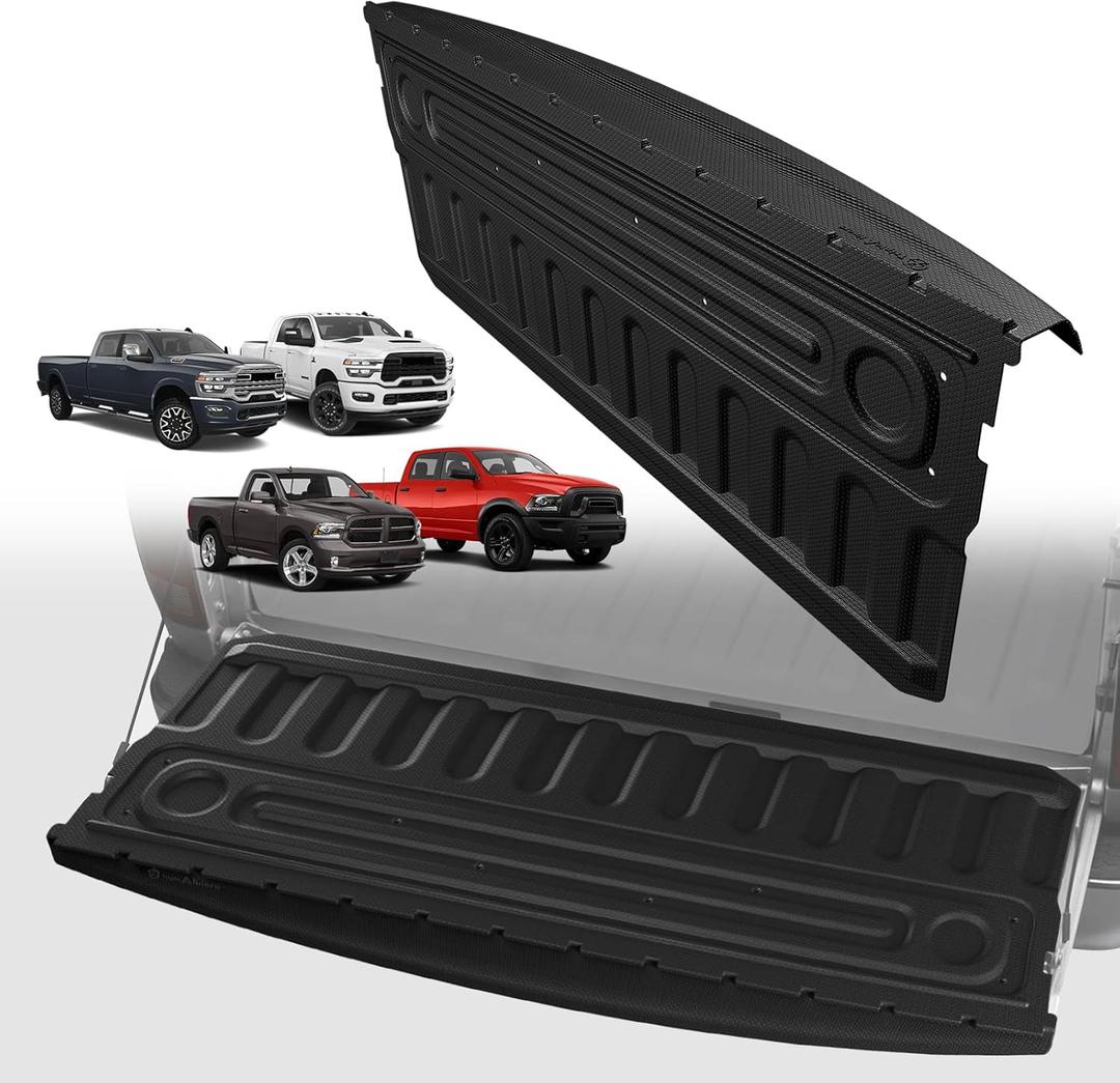 TripleAliners Truck Mat Compatible with 2009-2018 Ram 1500&2500/3500HD 2009-2026&Classic 19-24 Standard Tailgate Accessories, Tailgate Mat Custom Fit All Weather Pickup Liner, w/Tailgate Cap Protector