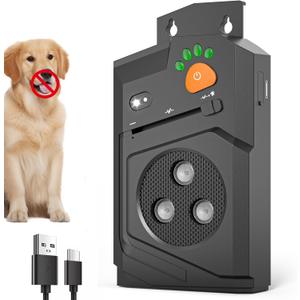 Automatic Anti Barking Device for Dogs, Ultrasonic Dog Bark Deterrent with 3 Emitters, 50Ft Range, No Shock Barking Silencer, IP66 Waterproof for Outdoor & Indoor