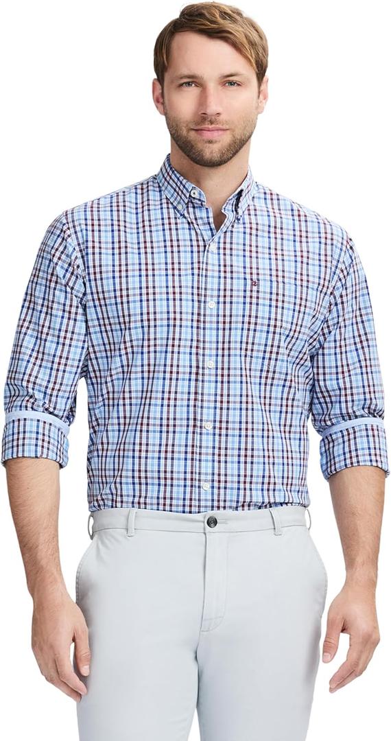 Izod Men's Performance Comfort Long Sleeve Shirt (X-Large, Allure Checker)