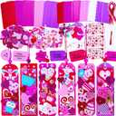 Winlyn 36 Sets Valentine's Day Decorations DIY Heart Bookmarks Valentine Craft Kits Blank Foam Bookmarks with Valentine Foam Stickers for Kids Classroom Activities Reading Party Favors Gift Exchange