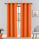 HUTO Blackout Curatins Window Drapes for Bedroom Living Room - Antique Copper Grommet Room Darkening Thermal Insulated Privacy Protect Draperies Curtains, Set of 2, Vibrant Orange, 42W x 84L
