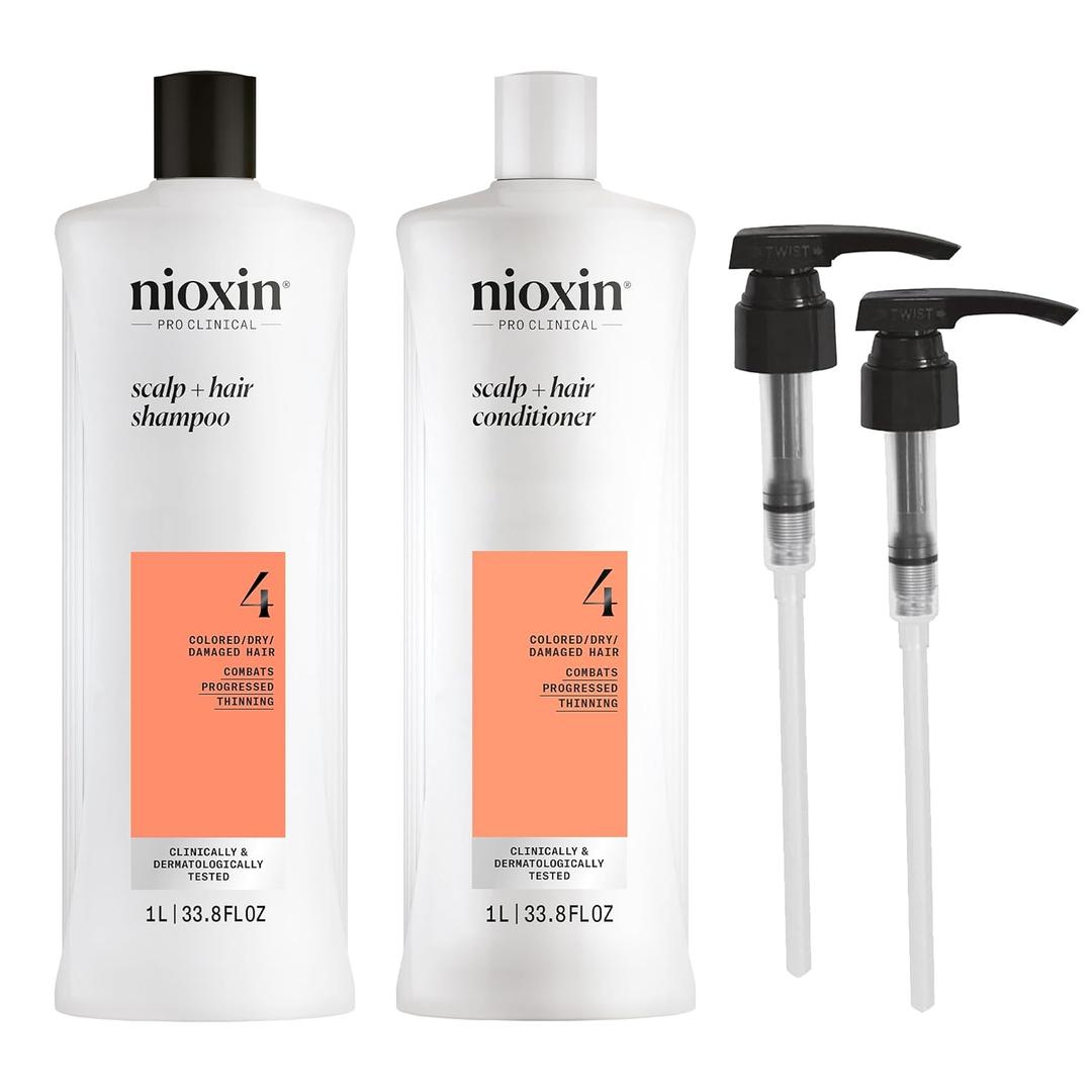 Nioxin Shampoo & Conditioner Liter Duo Sets | Prepacks with Pumps Included | Systems 1-4 | For Natural, Colored, & Hair with Light to Progressed Thinning | Strengthen & Boost Hair Density