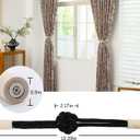 Magnetic Curtain Tiebacks Holdbacks - Wood Tie Backs Rope Holder with Floral Knot Design for No Drill Easy Install, Modern Boho Home Decor (2Pack, Black)