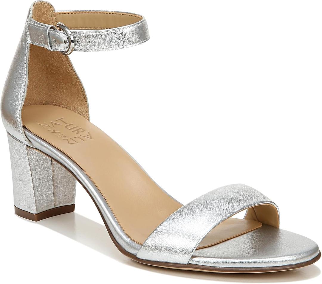 Naturalizer womens Vera Heeled Sandals (5, Silver Leather)