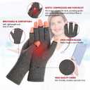 Zexhoor 2 Pairs Arthritis Compression Gloves for Women Men, Carpal Tunnel Pain Relief, Fingerless for Typing Both Hands