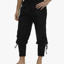Men's Ankle Banded Cuff Renaissance Pants Medieval Viking Navigator Trousers Pirate Cosplay Costume with Drawstrings, Size: Small