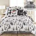 Levtex Home Merry & Bright Collection - Northern Star Duvet Cover Set - Full/Queen Duvet Cover (90 x 94in.) + Two Standard Pillow Cases (26 x 20in.) - Holiday Pine Trees - Black and White - Microfiber