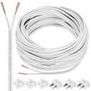 SPT-1 100 ft 18/2 Wire Electrical Wire with 6 Plugs 18 AWG Wire 18 Gauge Wire for LED Lighting Strip Lamp, Lamp Extension Cable, Residential Outdoor Commercial Industrial, White