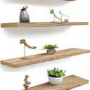 24 Inch Light Wood Floating Shelves for Wall Rustic Wall Shelf for Bedroom Living Room Set of 4