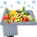 Reallnaive 2 Pcs Reusable Freezable Ice Mat for Buffet Table Chilled Serving Tray Party 19.69 x 15.75 Inches Charcuterie Cooler Cooling Trays for Food, Cheese(Gray)