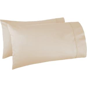 Amazon Basics 400 Thread Count Pure 100% Cotton Pillowcases, Soft, Sateen Finish, Wrinkle Resistant, Machine Wash, King, 40" x 20", Beige, Set of 2, Pillows Not Included