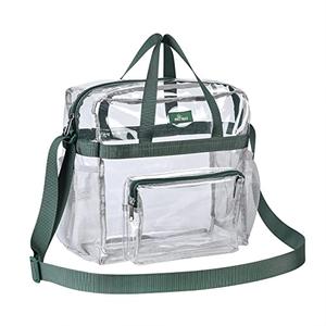Bagenius Clear Tote Bag Stadium Approved, 12x6x12 Game Day Clear Satchel Bag with Shoulder Strap for Concert Work and Sports, Green