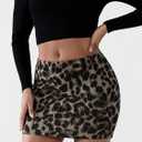 EXLURA Women's Leopard Print Mini Skirt High Waist Sexy Cheetah Skirts Trendy Pencil Bodycon Short Skirts Concert Outfit 2025 (XL)