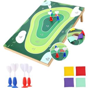 2-in-1 Cornhole Board Set & Dartboard Target Game, Adults Bean Bag Toss for Yard Games with 4 Darts & 4 Bean Bags, Indoor Outdoor Office Party Play, 33.5in x 21.6in (2-in-1 Cornhole Board Set)