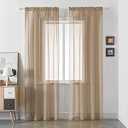 DUALIFE Brown Sheer Curtains 120 Inches Long,Faux Linen Semi Sheer Curtain Drapes for Living Room Bedroom Nursery Kitchen Bathroom Privacy Voile Window Treatment Panels,52 x 120 Inches,Set of 2