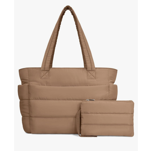 TOPDesign Puffer Tote Bag for Women, Lightweight Puffy Handbag with Compartments, Quilted Shoulder Bag for Work, Travel, Gym