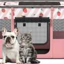 Dog and CAT pop Play Pen, Pets Houses for Dogs and Cats, Indoor&Outdoor Exercise Pen Dog Tent Puppy Playground Large (L, Pink)