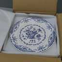 HomeElves Salad Plates, Ceramic Plates Set of 6, Kitchen Plates Microwave Safe, 8.5 Inch White Plate Dessert Blue Floral
