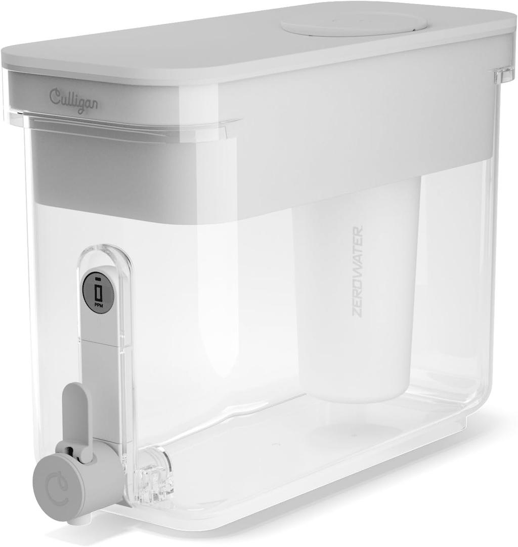 Culligan with ZeroWater Technology 32-Cup Water Filter Dispenser  Includes 5-Stage Advanced Water Filter, Certified to Reduce Lead, Total PFAS (Forever Chemicals), Mercury, Fluoride, and Chlorine