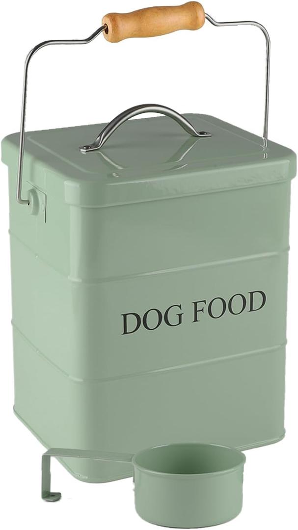 Geyecete Dog Treats tin and dog Food Storage Tin with Lid & with Spoon for dog Food Storage, Medium Pet Food Storage Can-Dog Food-Green
