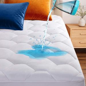 Full Quilted Waterproof Mattress Pad Cover,Soft Mattress Pad Cover, Waterproof Mattress Protector Stretches up to 16 Deep Pocket-Hollow Alternative Filling-Cooling Mattress Topper