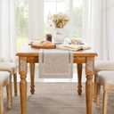 Burlap Style Farmhouse Table Runner, 13 x 90 Inch Off White, Rustic Geometric Hollow Table Runners 90 Inches Long for Dresser Table Everyday Use, 13x90 Inches, Off White