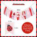 Ladybug High Chair Banner - Our Little Love Bug 1st Birthday Decorations, Ladybug with Daisy First Birthday Highchair Banner, Our Little Ladybug Is Turning One Party Decor