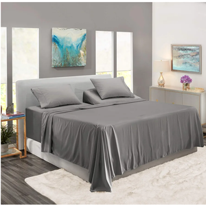 5 Piece Split Sheet Set 800 Thread Count 100% Cotton Split California King Size Dark Grey Sheets Sets for Adjustable Beds Mattress Upto 18'' Deep Pocket (2 Fitted, 1 Flat, 2 Pillowcase)