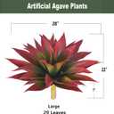 Fall Red Artificial Agave Plants-Set of 2 Large Fake Agave for Outdoors,28Inch,Faux Aesthetic Plants for Home Decor, Realistic UV Resistant Fake Agave Plants Without Pot