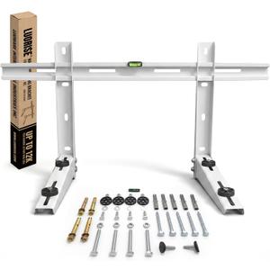 Mini Split Wall Mounting Bracket, 7000-12000 BTU AC Support | Heavy-duty wall bracket for ductless mini split AC and heat pump units; adjustable crossbar with rubber pads