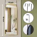 DMWOODFL Arched Over The Door Mirror 50x16 Full Length Hanging Mirror with Adjustable Height, Space-Saving, Shatterproof Tempered Glass & Aluminum Alloy Frame for Bedroom, Dorm, Entryway, Gold