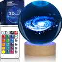 Large 3D Galaxy Crystal Ball Night Light, 16 Colors 4 Modes, Remotely Controlled, Night Light Room Decor,Outer Space Astronomy Gifts Room Decor Crystal Sphere Unique Gifts for Men Him