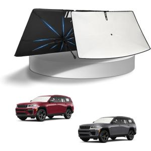 KUST Sun Shade Umbrella for 2022-2025 2026 Jeep Grand Cherokee | Custom Fit Windshield Sunshade | Foldable Sunshade with Bendable Handle | Blocks Heat & UV Scratch Resistant Keep Car Cool Sunshield