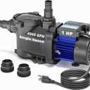 AQUASTRONG 1 HP Above Ground Pool Pump, Single Speed, 1.25"&1.5''adapter, 115V, 4945GPH, High Flow, Powerful Self Primming Swimming Pool Pumps with Filter Basket