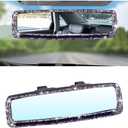 Osilly Bling Car Rearview Mirror, Decorations Rear View Mirror with Crystal Rhinestones & Diamonds, Car Interior Trim Accessories, Clip-on & HD Glass, Sparkly Gift (Purple)