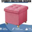 BRIAN & DANY 15 Inches Ottoman with Storage, Square Small Storage Ottoman Foot Rest with Legs, Ottomans Foot Stool for Dorm, Living Room, Entryway (Hot Pink)